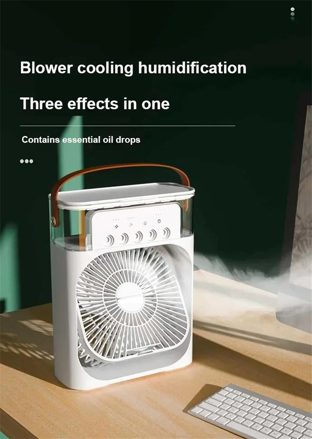 3in1 Mini Air Cooler With Humidifier  LED Night Light  Portable USB Desktop Fan 1