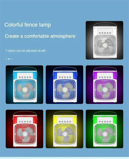 3in1 Mini Air Cooler With Humidifier  LED Night Light  Portable USB Desktop Fan 3