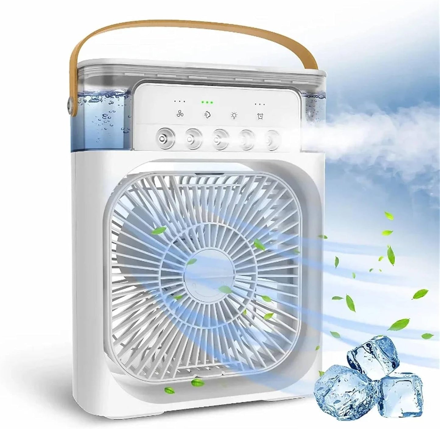 3-in-1 Mini Air Cooler with Humidifier & LED Night Light – Portable USB Desktop Fan