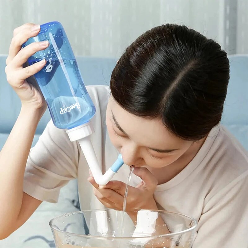 Nasal Wash Bottle for Adults & Kids Manual Nasal Cavity Cleaner with Physiological Saline for Rhinitis Relief
