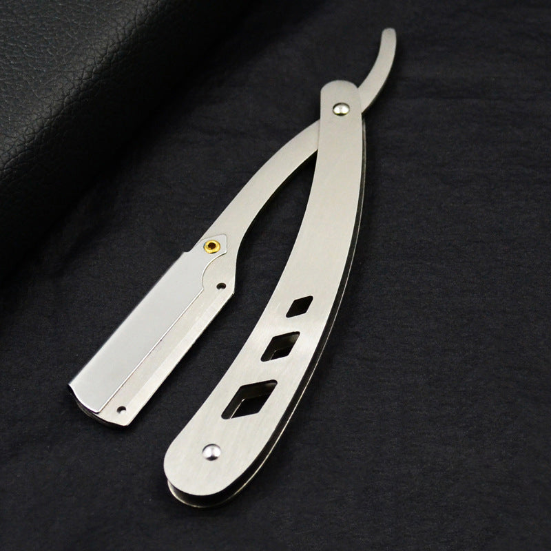 Vintage Brass Straight Edge Razor, Men Shaving Barber Tool with Antique Blades & Unisex Design