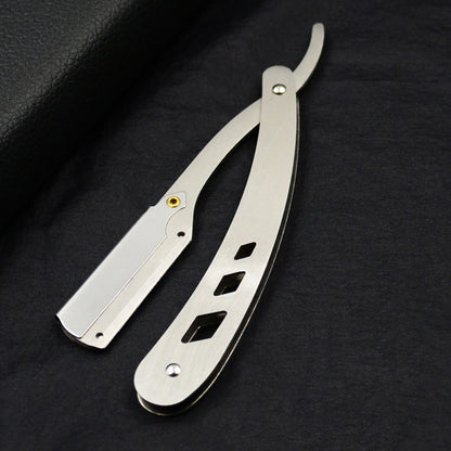 Vintage Brass Straight Edge Razor, Men Shaving Barber Tool with Antique Blades & Unisex Design