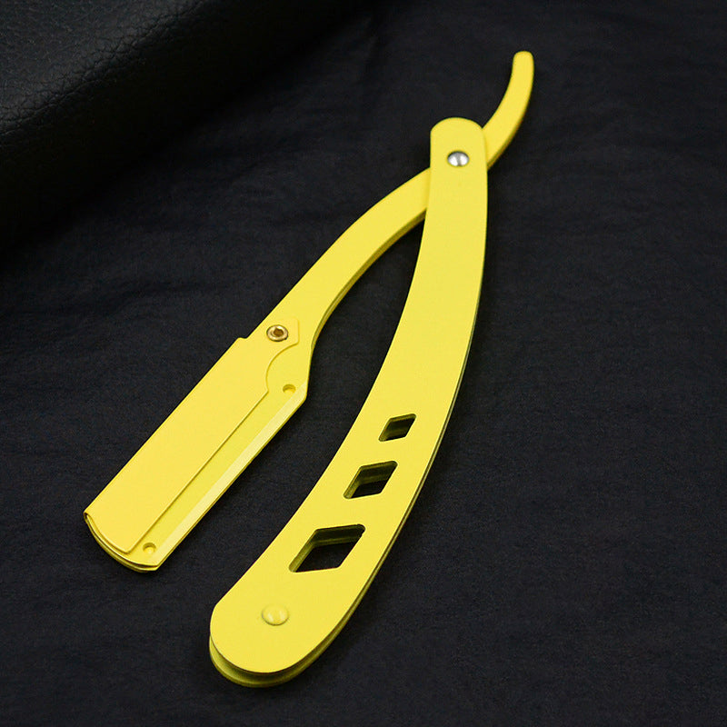Vintage Brass Straight Edge Razor, Men Shaving Barber Tool with Antique Blades & Unisex Design
