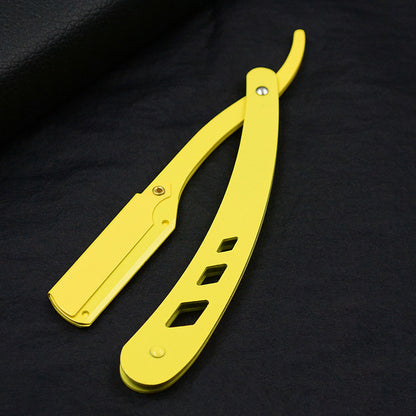 Vintage Brass Straight Edge Razor, Men Shaving Barber Tool with Antique Blades & Unisex Design