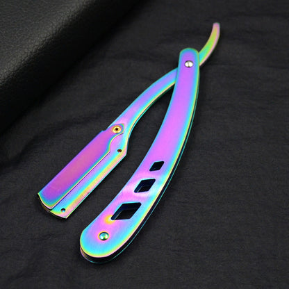 Vintage Brass Straight Edge Razor, Men Shaving Barber Tool with Antique Blades & Unisex Design