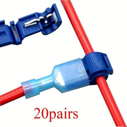20 Pairs Quick Electrical Cable Connectors Snap Splice Lock Wire Terminals Crimp For Secure Wiring 6