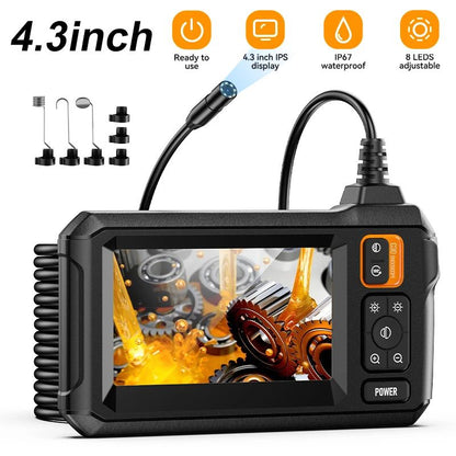 Industrial Endoscope Camera IPS Screen Borescope IP67 Waterproof 8 LED Inspection Scope for Pipe Auto Drain Sewer Repair