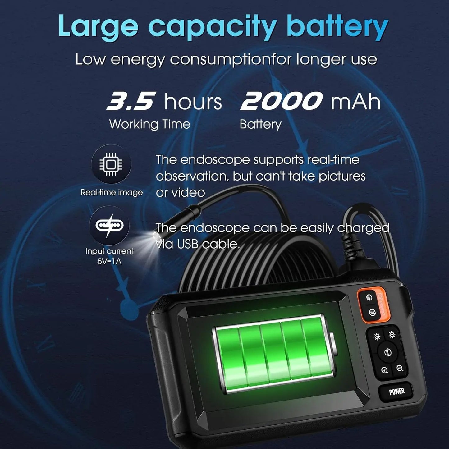 Industrial Endoscope Camera IPS Screen Borescope IP67 Waterproof 8 LED Inspection Scope For Pipe Au 3