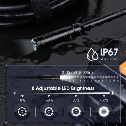 Industrial Endoscope Camera IPS Screen Borescope IP67 Waterproof 8 LED Inspection Scope For Pipe Au 4