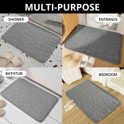 Embossed Fiber Carpet AntiSlip Mat For Bathroom  Living Room Luxurious Cobblestone Design Microfibe 1