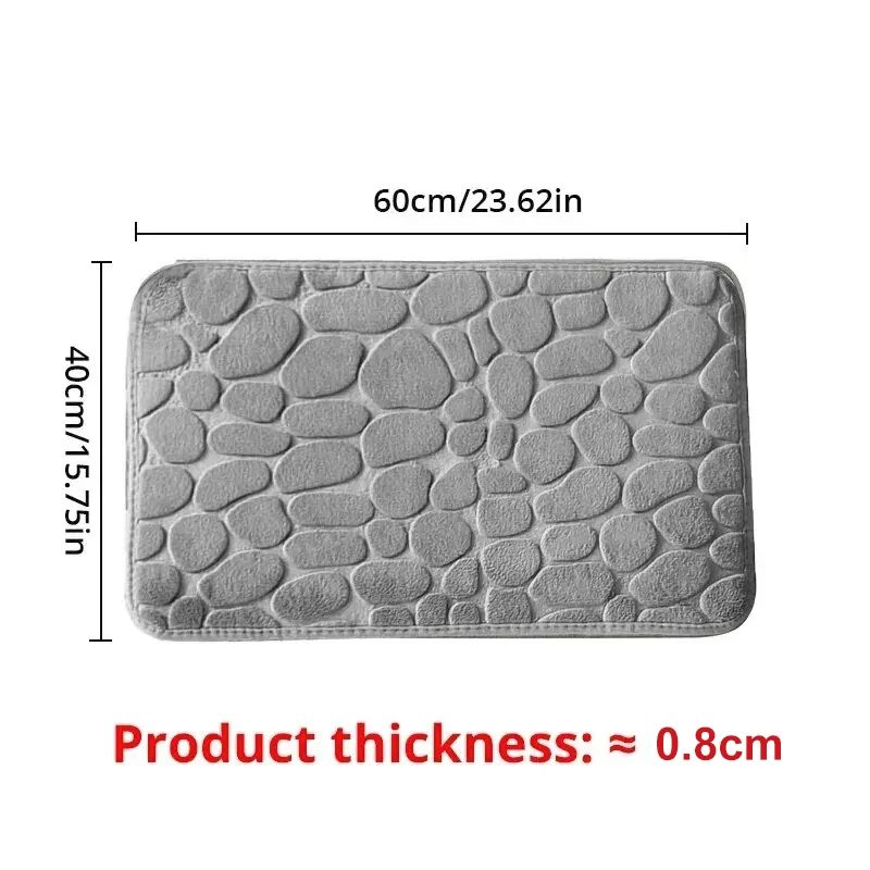 Embossed Fiber Carpet AntiSlip Mat For Bathroom  Living Room Luxurious Cobblestone Design Microfibe 5
