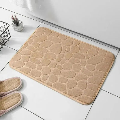 Embossed Fiber Carpet AntiSlip Mat For Bathroom  Living Room Luxurious Cobblestone Design Microfibe 6