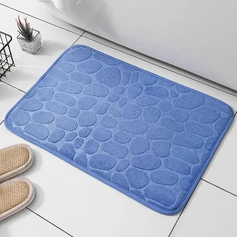 Embossed Fiber Carpet AntiSlip Mat For Bathroom  Living Room Luxurious Cobblestone Design Microfibe 7