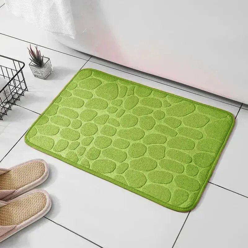 Embossed Fiber Carpet AntiSlip Mat For Bathroom  Living Room Luxurious Cobblestone Design Microfibe 8