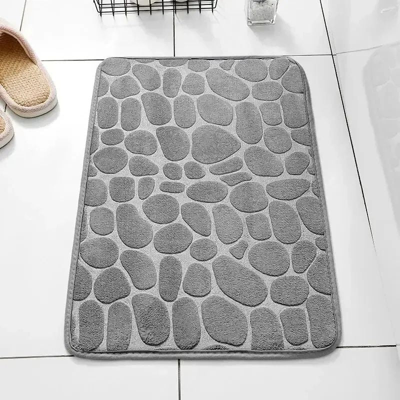 Embossed Fiber Carpet AntiSlip Mat For Bathroom  Living Room Luxurious Cobblestone Design Microfibe 9