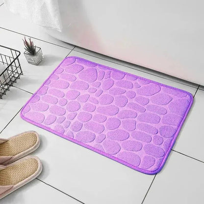 Embossed Fiber Carpet AntiSlip Mat For Bathroom  Living Room Luxurious Cobblestone Design Microfibe 11