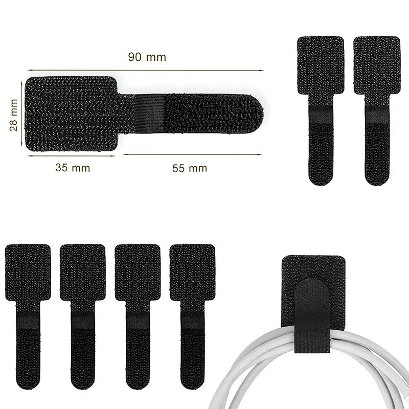 Releasable Nylon Cable Organizer Ties Reusable Loop Hoop Straps For Wire Management 2