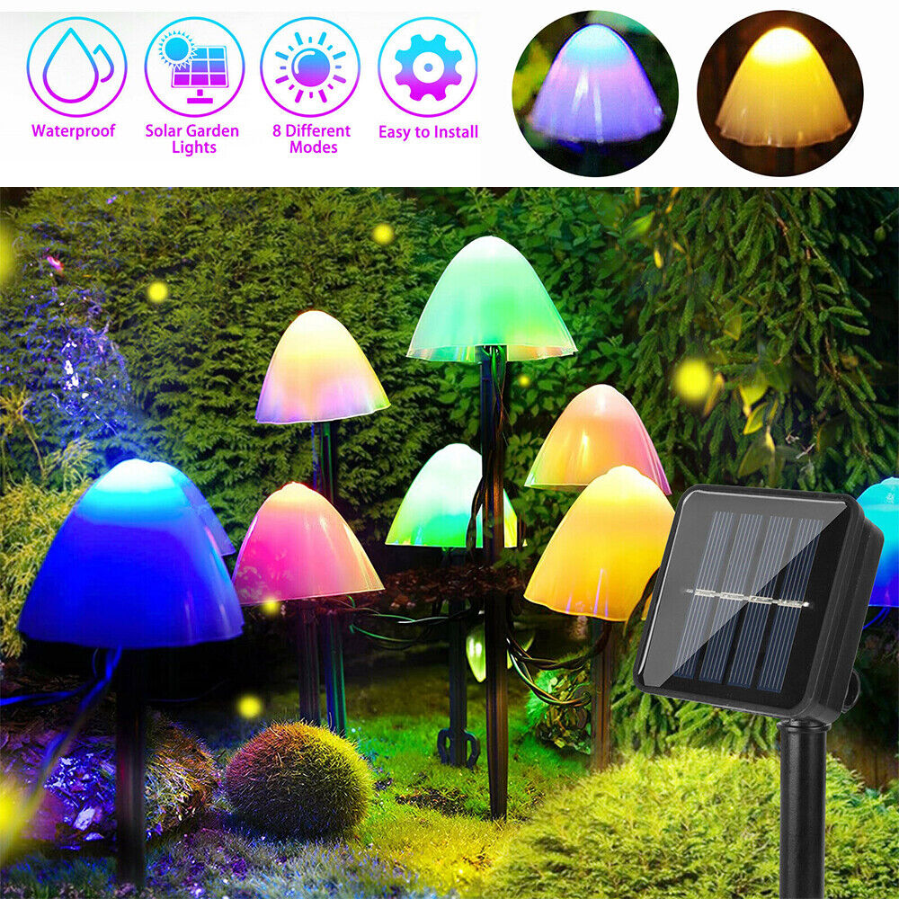 Solar Mushroom Lights Outdoor Waterproof LED Garden Decor For Lawn Patio Pathway Christmas Holiday  1