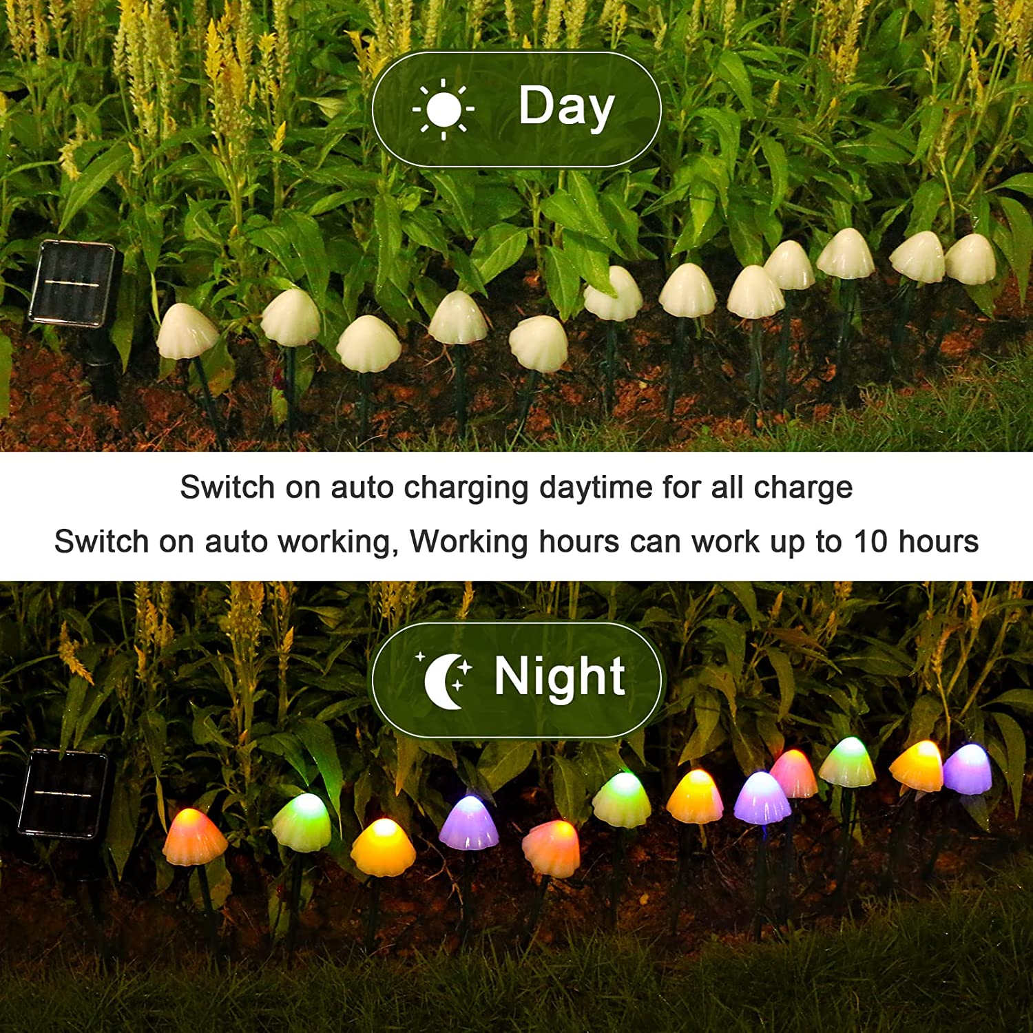 Solar Mushroom Lights Outdoor Waterproof LED Garden Decor For Lawn Patio Pathway Christmas Holiday  3