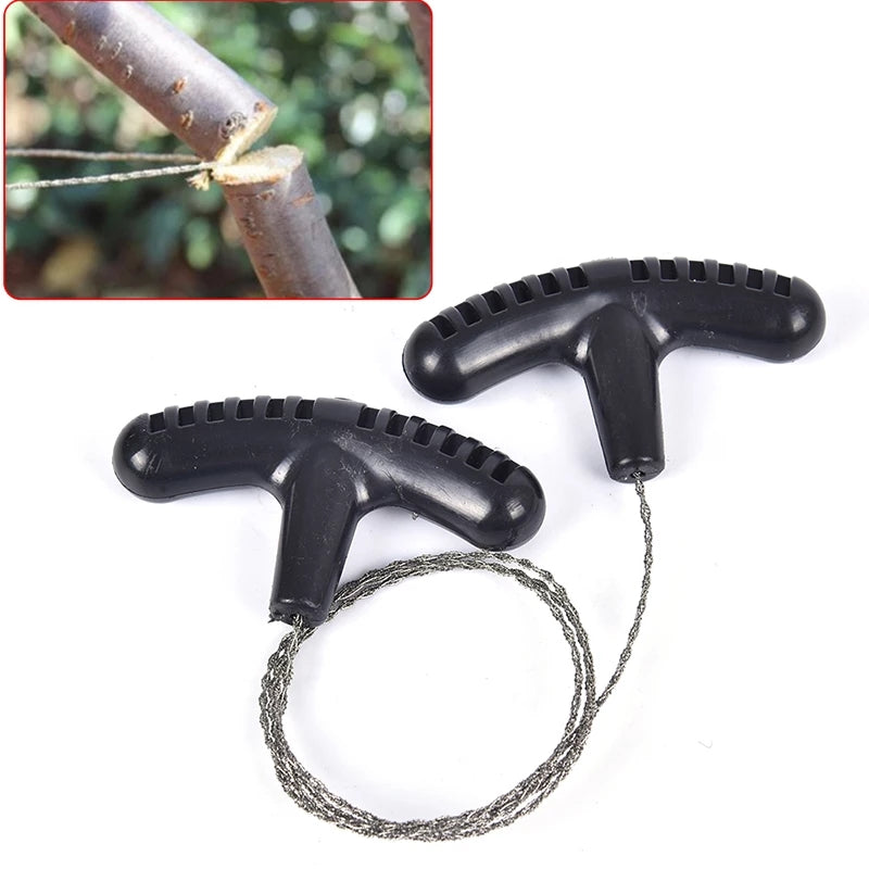 Portable Stainless Steel Wire Saw With Finger Handle Outdoor Camping  Hiking Survival Tool Manual C 1