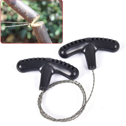 Portable Stainless Steel Wire Saw With Finger Handle Outdoor Camping  Hiking Survival Tool Manual C 1