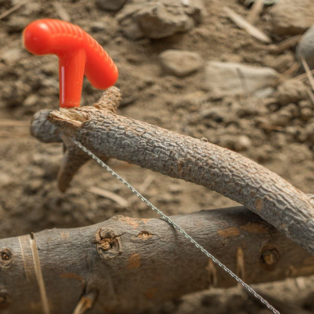 Portable Stainless Steel Wire Saw With Finger Handle Outdoor Camping  Hiking Survival Tool Manual C 3