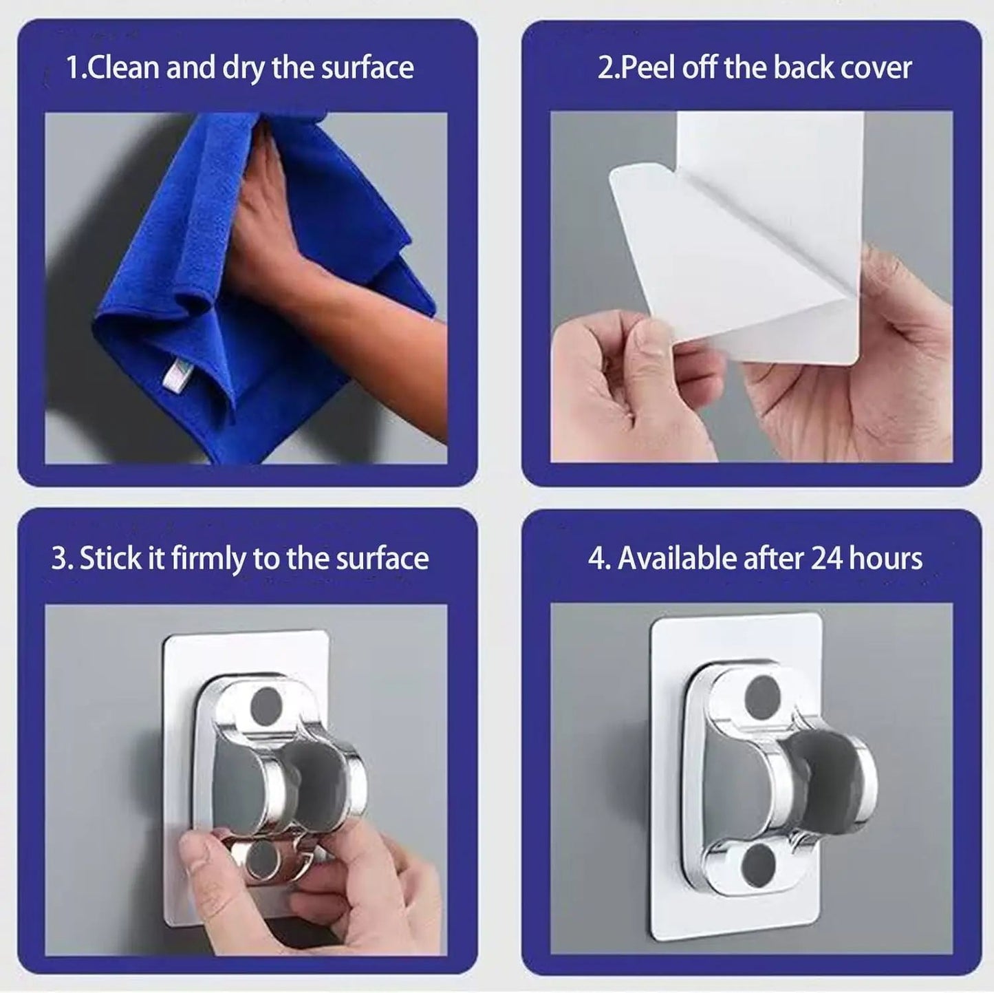 1PC Wall Mount Strong Adhesive Shower Head Holder  ABS Waterproof Adjustable Bathroom Bracket 4