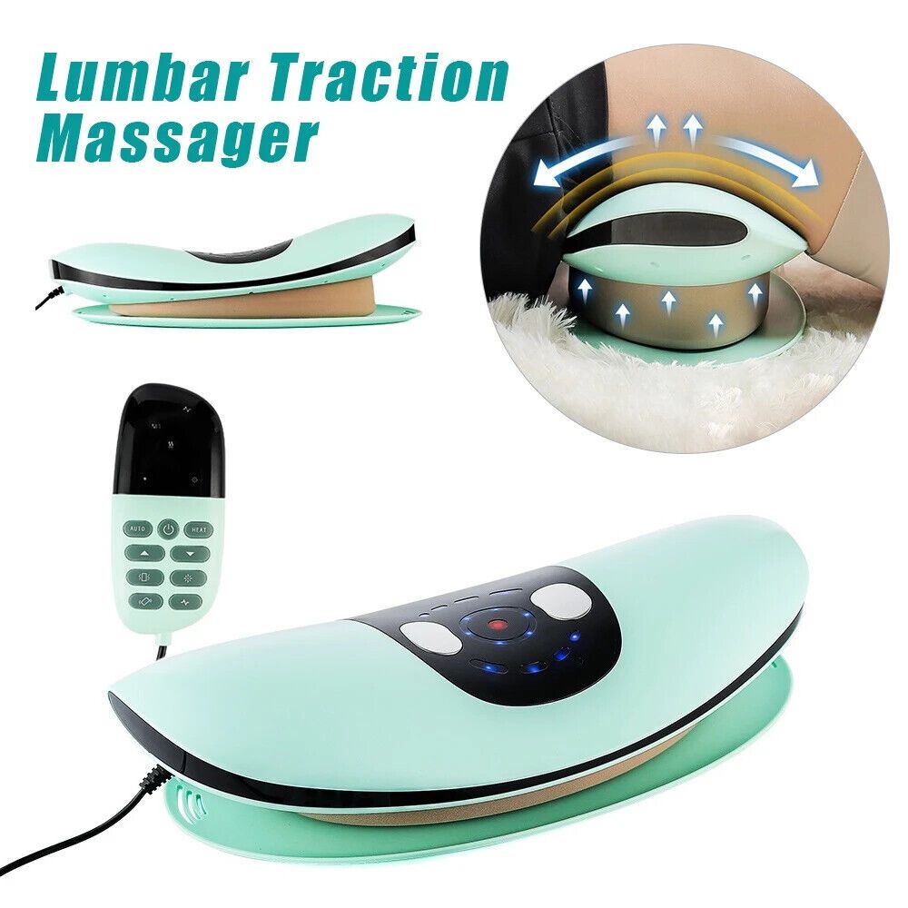Electric Lumbar Traction Massager with Heat – Adjustable Back Stretcher for Pain Relief