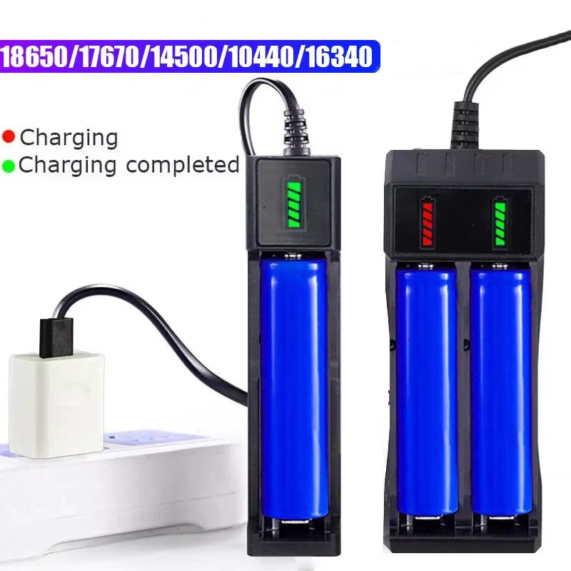 18650 Battery Charger 1/2/4 Slot USB Charger for Rechargeable Lithium Batteries (16340, 14500, 18650)