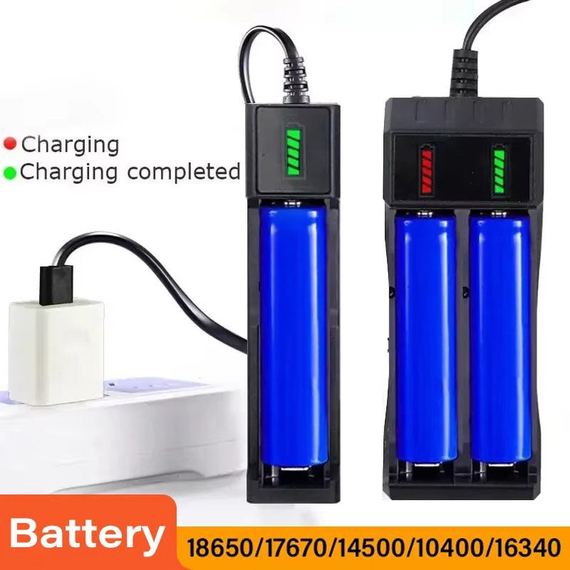 18650 Battery Charger 1/2/4 Slot USB Charger for Rechargeable Lithium Batteries (16340, 14500, 18650)