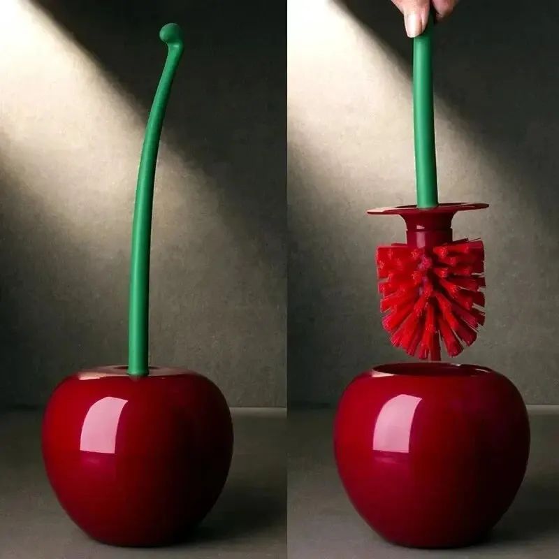 Creative Cherry Shape Toilet Brush Holder Set Red Toilet Brush Bathroom Lavatory Cleaning Accessori 1