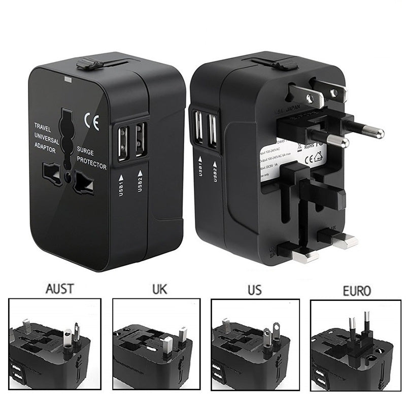 Universal Travel Adapter AllinOne Charger Adapter For EUUKUSAU With Dual USB Ports Power Solutions 4