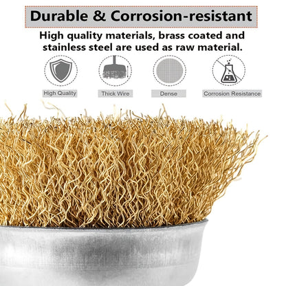 Coarse Crimped Wire Wheel Brush Set 14 Shank Drill Attachment For Rust  Paint Removal 4