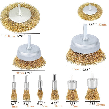 Coarse Crimped Wire Wheel Brush Set 14 Shank Drill Attachment For Rust  Paint Removal 5