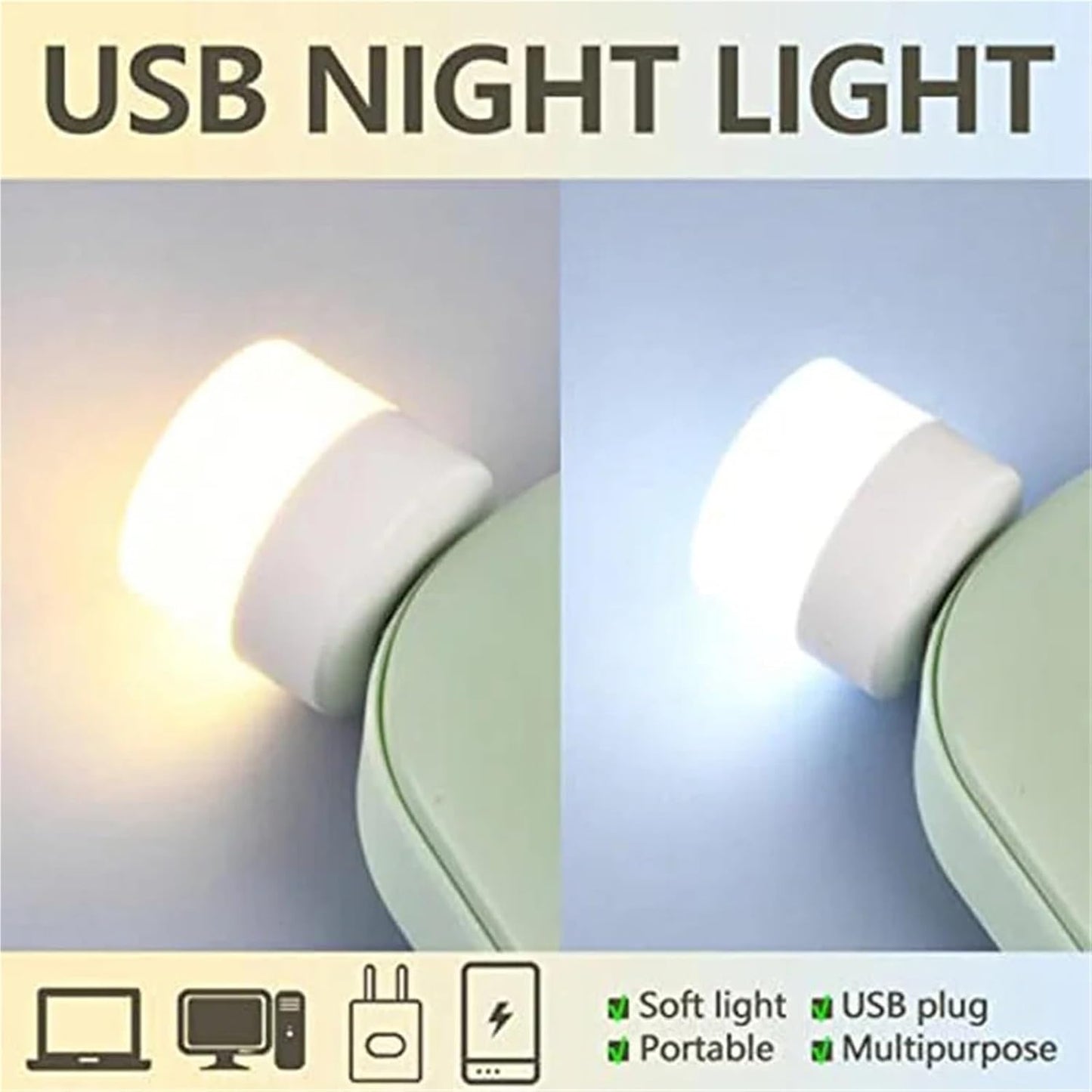 Mini USB LED Night Light  Portable EyeCare Lamp For Reading Travel  Power Outages 2
