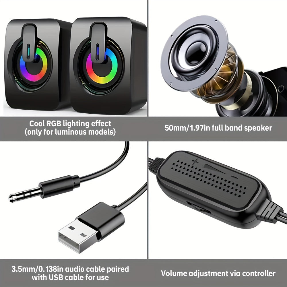 Premium Computer Speakers with LED Lights High-Fidelity PC Sound Box for Desktop & Gaming Setup