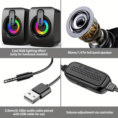 Premium Computer Speakers with LED Lights High-Fidelity PC Sound Box for Desktop & Gaming Setup
