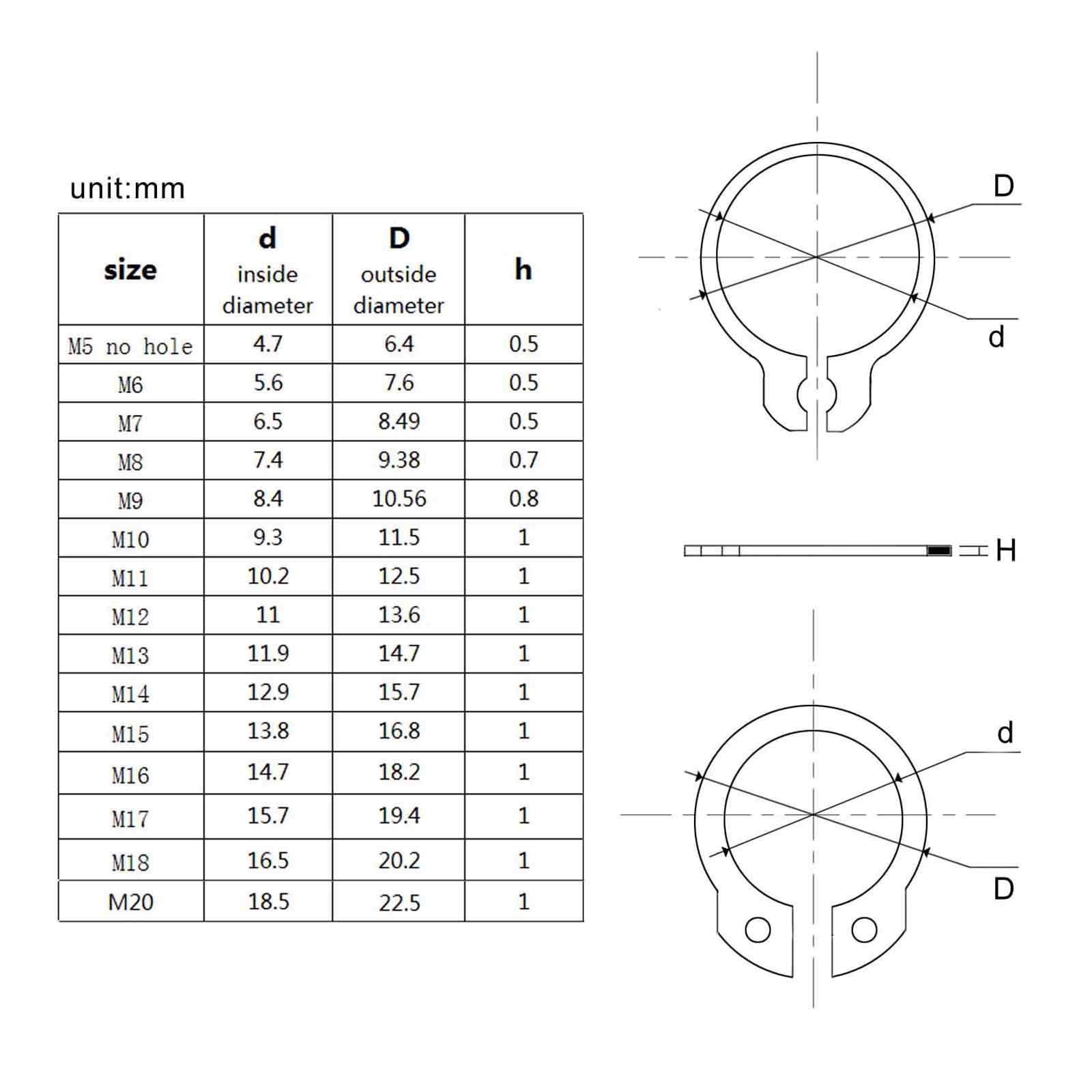 65mn Steel Retaining Clip Snap Ring 520mm GB894 Black CType External Circlip For Bearing Shaft 3