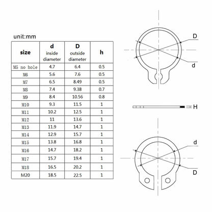65mn Steel Retaining Clip Snap Ring 520mm GB894 Black CType External Circlip For Bearing Shaft 3
