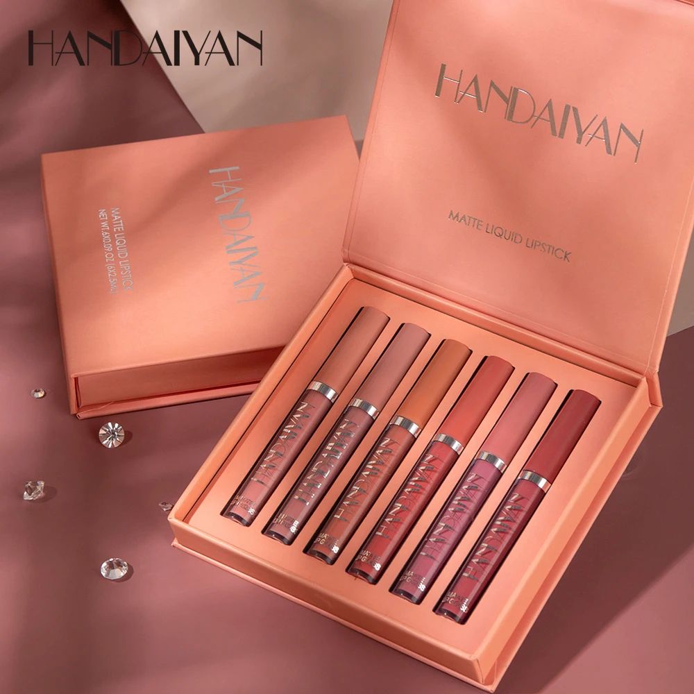 Matte Liquid Lip Gloss Set NonStick Cup Lipstick  LongLasting Waterproof Lip Color Gift Box For Wom 2