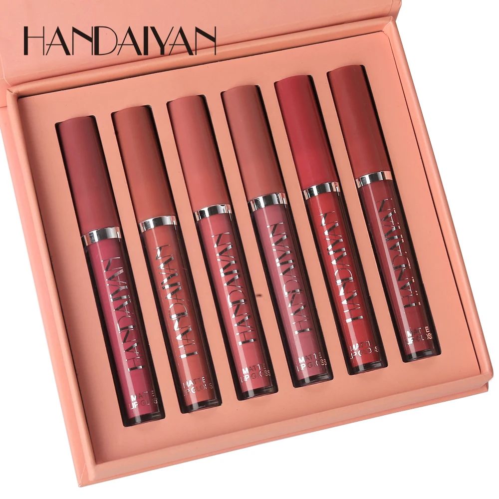Matte Liquid Lip Gloss Set NonStick Cup Lipstick  LongLasting Waterproof Lip Color Gift Box For Wom 3