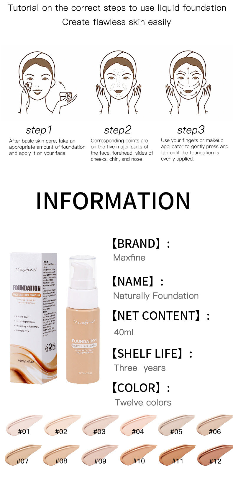 Lightweight Liquid Foundation With Full Coverage OilControl Waterproof  SweatResistant Concealer 3