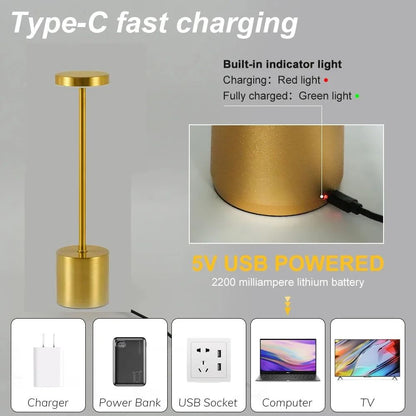 Simple Touch Sensor LED Table Lamp Rechargeable Desk Lamp Adjustable Brightness Ambient Bedside Lig 3