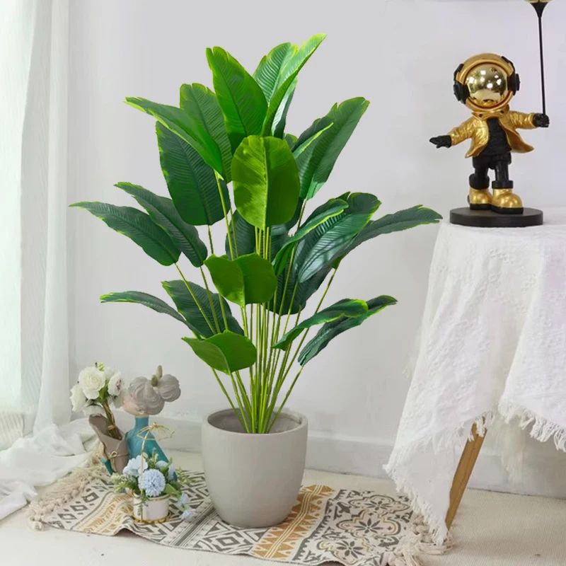 Artificial Tropical Palm Tree Plant Fake Banana Leaf Real Touch Plastic Monstera For Home Garden Pa 1