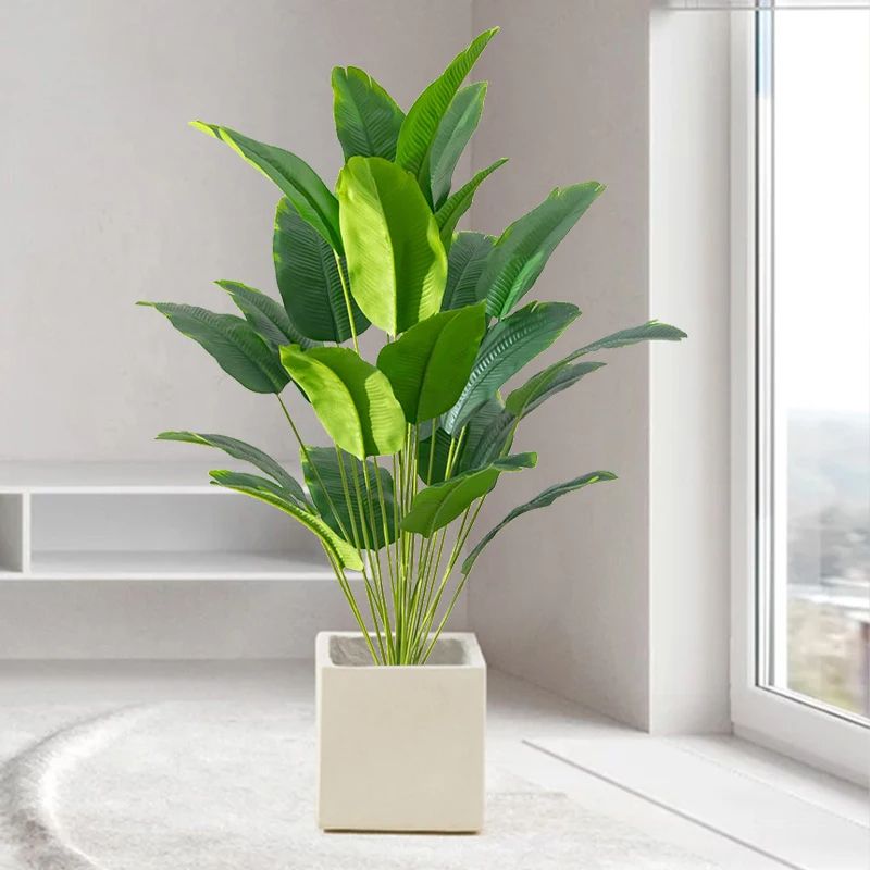 Artificial Tropical Palm Tree Plant Fake Banana Leaf Real Touch Plastic Monstera For Home Garden Pa 2