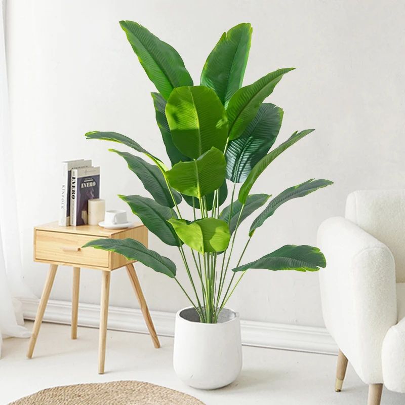 Artificial Tropical Palm Tree Plant Fake Banana Leaf Real Touch Plastic Monstera For Home Garden Pa 3