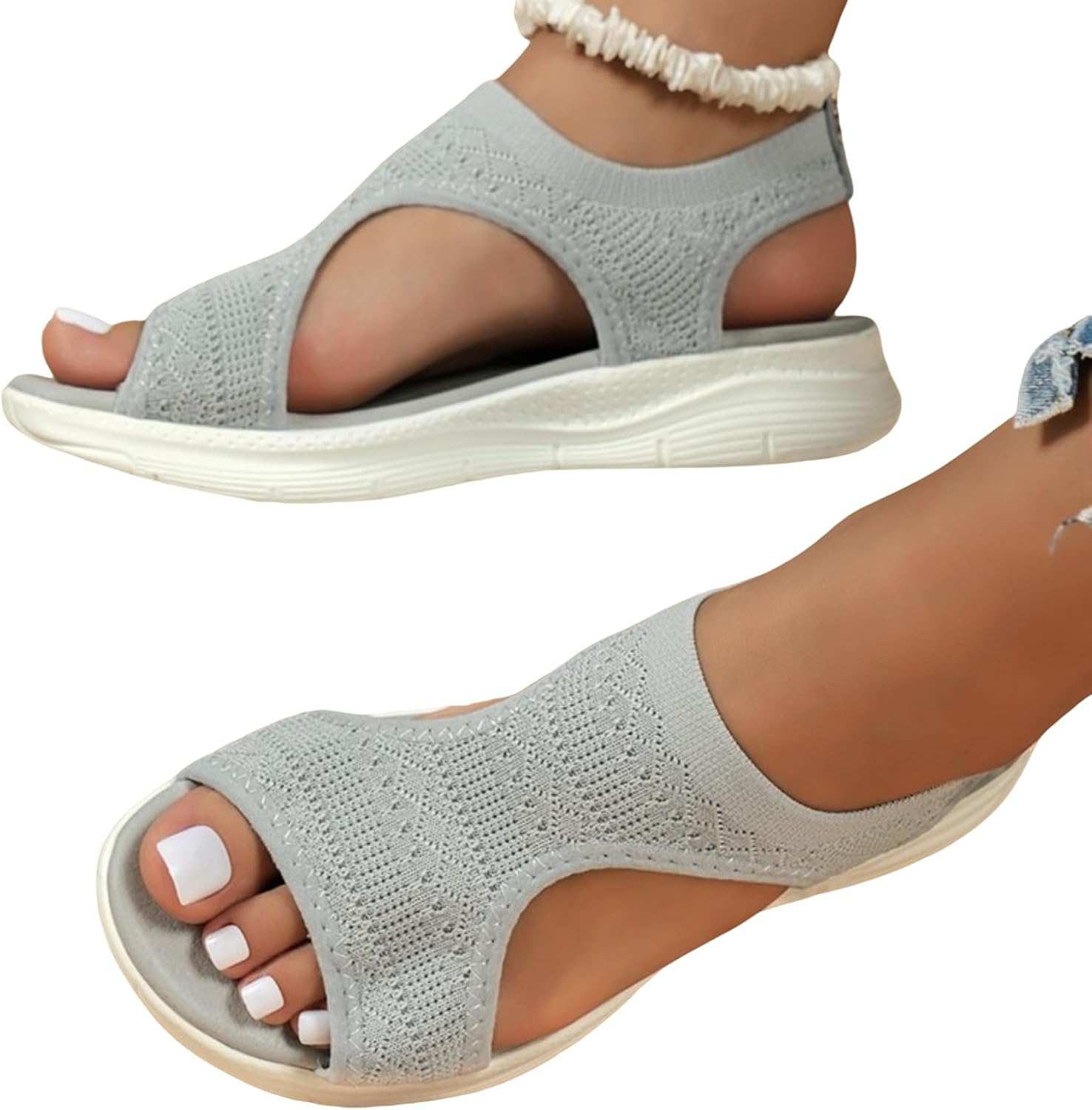 Womens Lightweight Mesh Wedge Sandals  Breathable Open Toe Summer Platforms 4