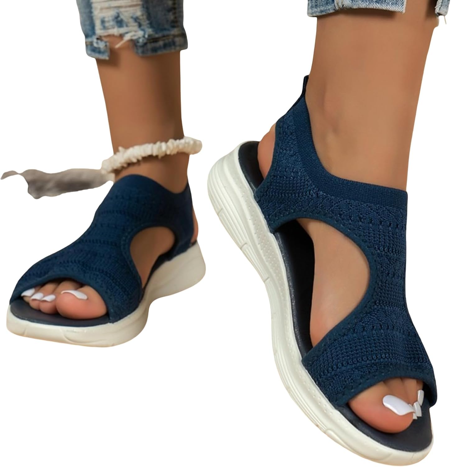 Womens Lightweight Mesh Wedge Sandals  Breathable Open Toe Summer Platforms 5