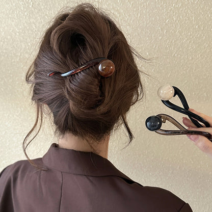 Twisted Design Twist Hair Clip with Acrylic Beads & Imitation Pearls for Women