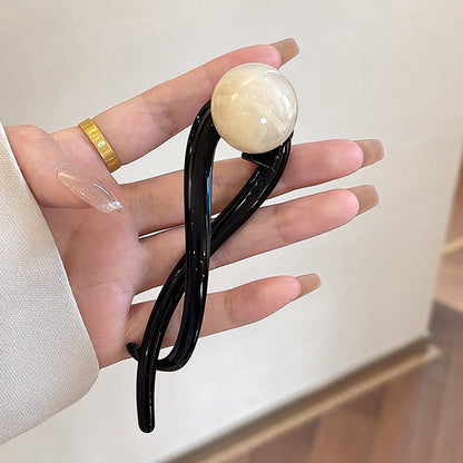 Twisted Design Twist Hair Clip With Acrylic Beads  Imitation Pearls For Women 7